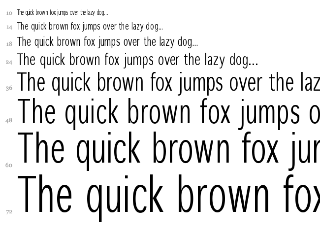 Winterthur Condensed font waterfall