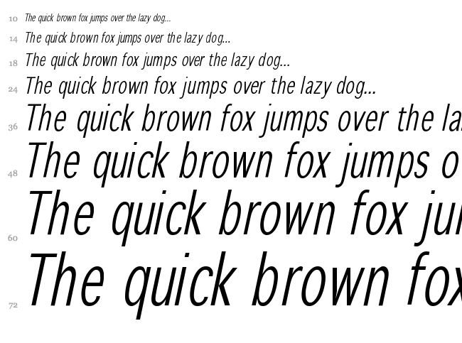 Winterthur Condensed font waterfall