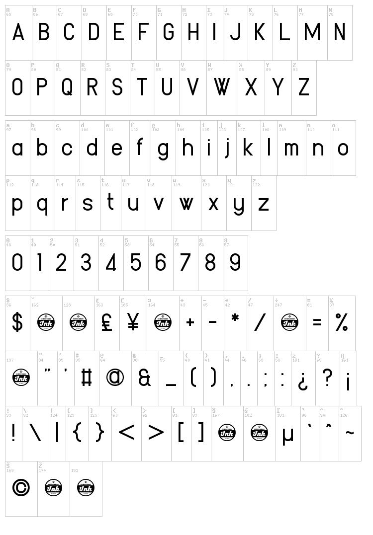 Yetimology font map