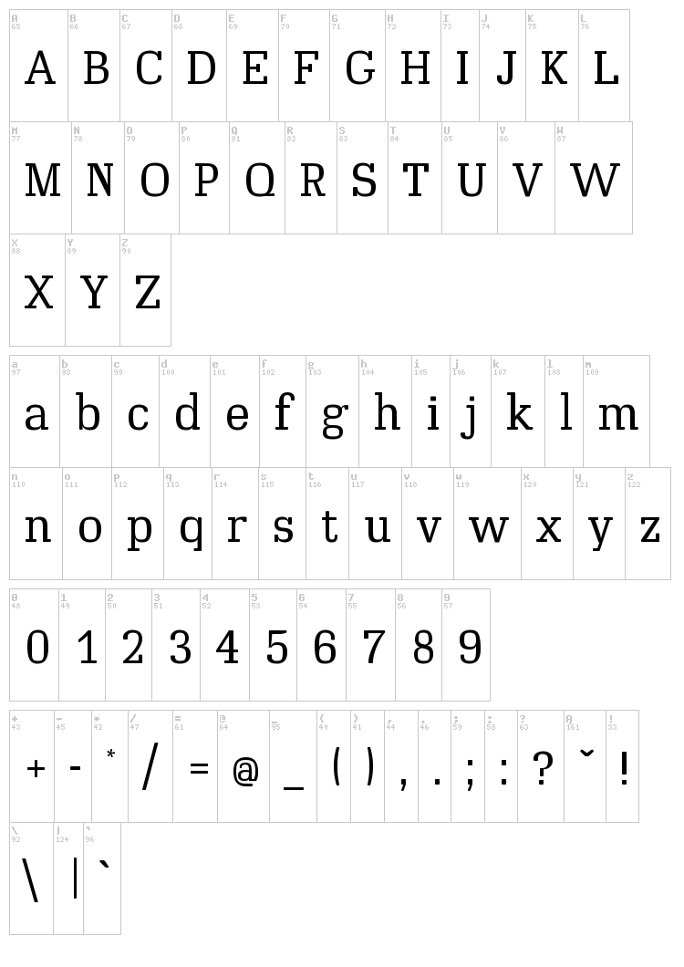 10 Muc Zeit font map