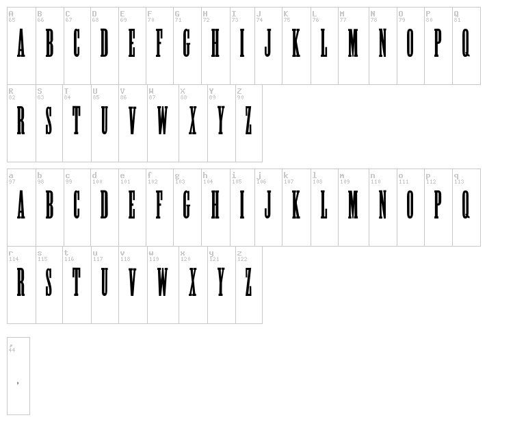 Alycidon font map