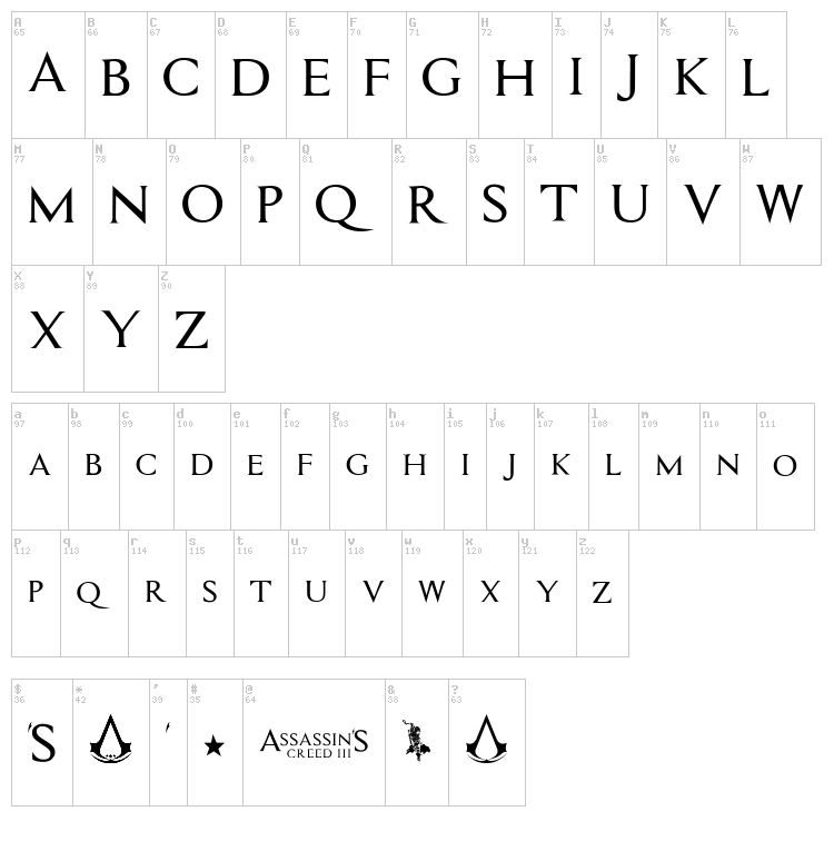 Assassin font map