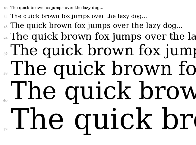 Bitstream Vera Serif font waterfall