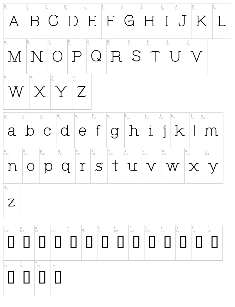 CF Jeanne Mance font map