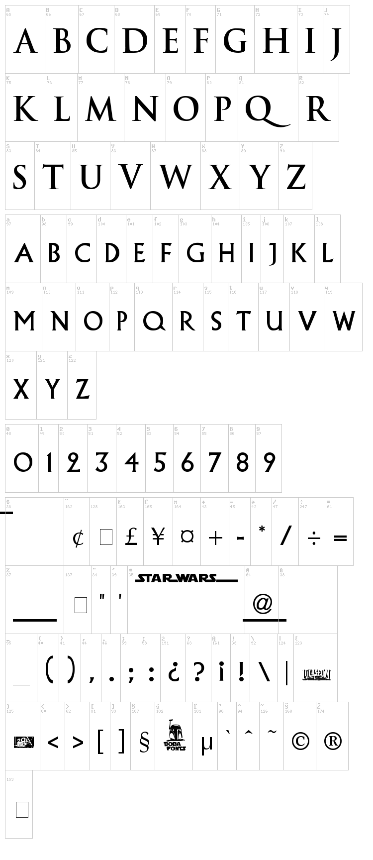 Episode 1 font map