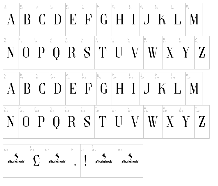 Goldoni font map