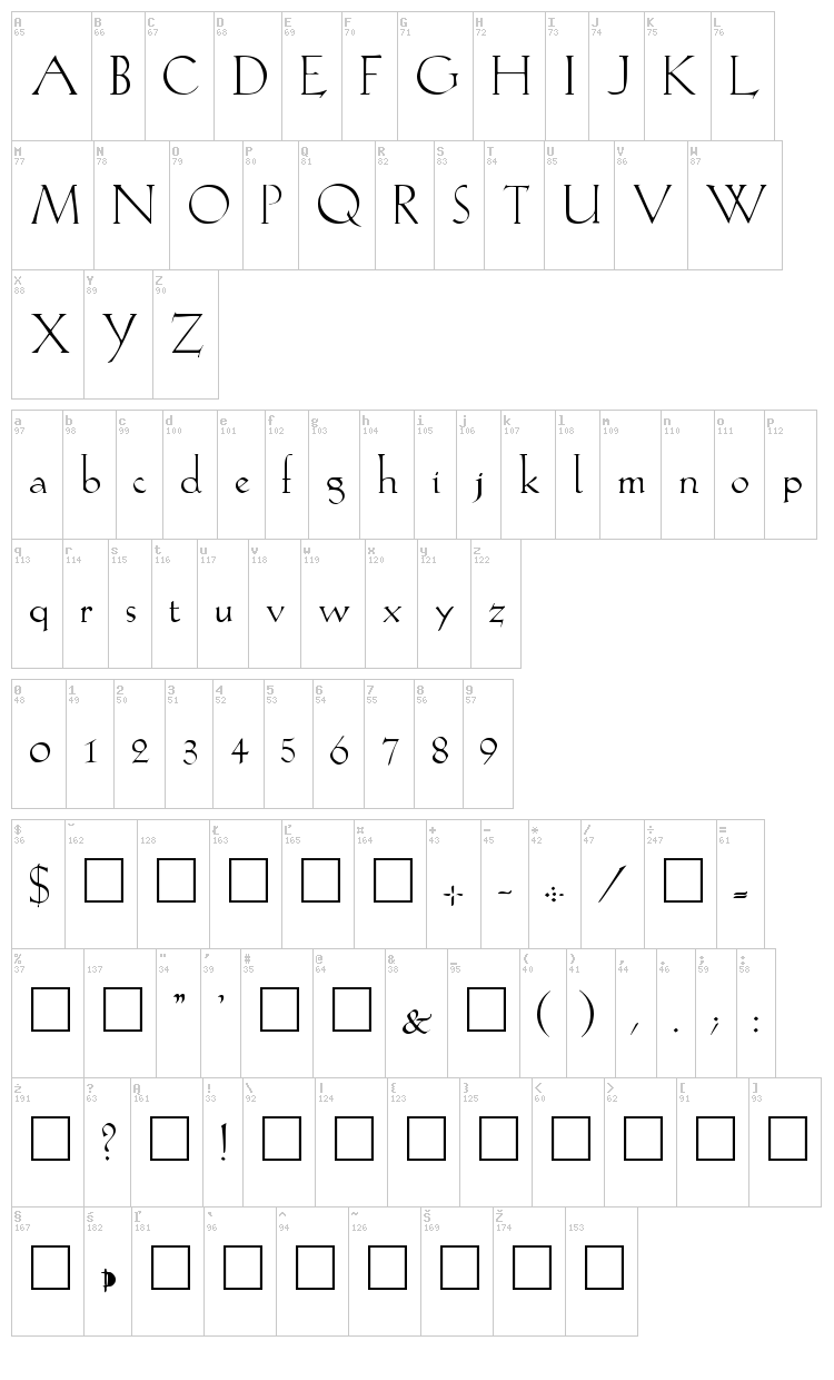 Lilith font map