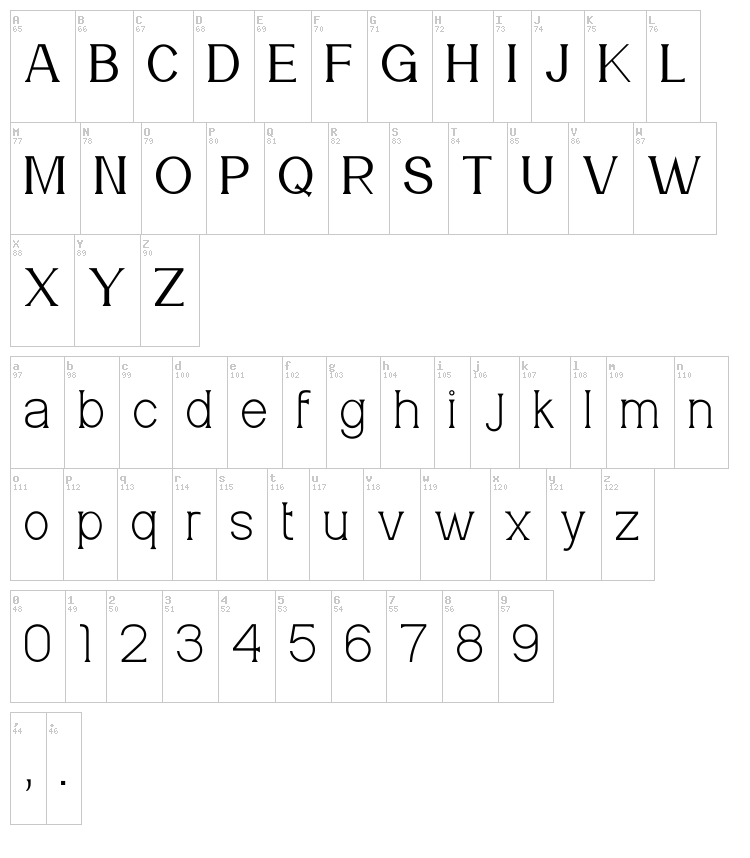Meridian font map