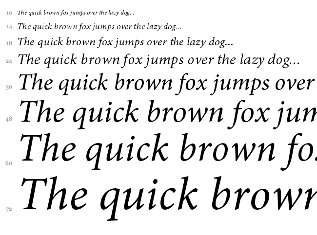Minion Pro font waterfall