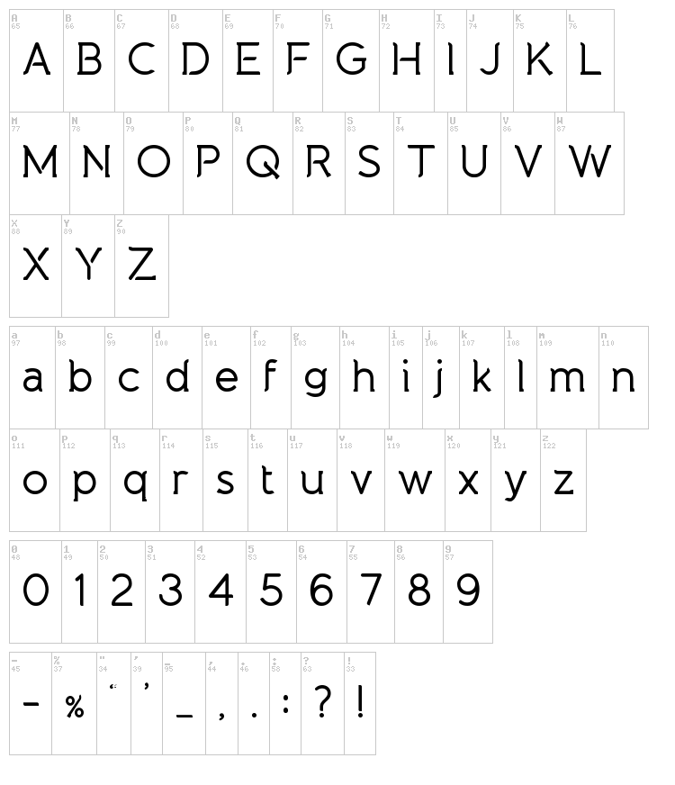 Natura Play font map
