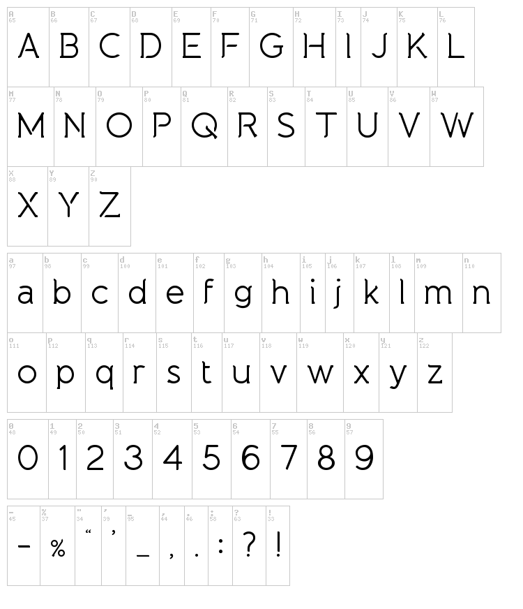 Natura Play font map