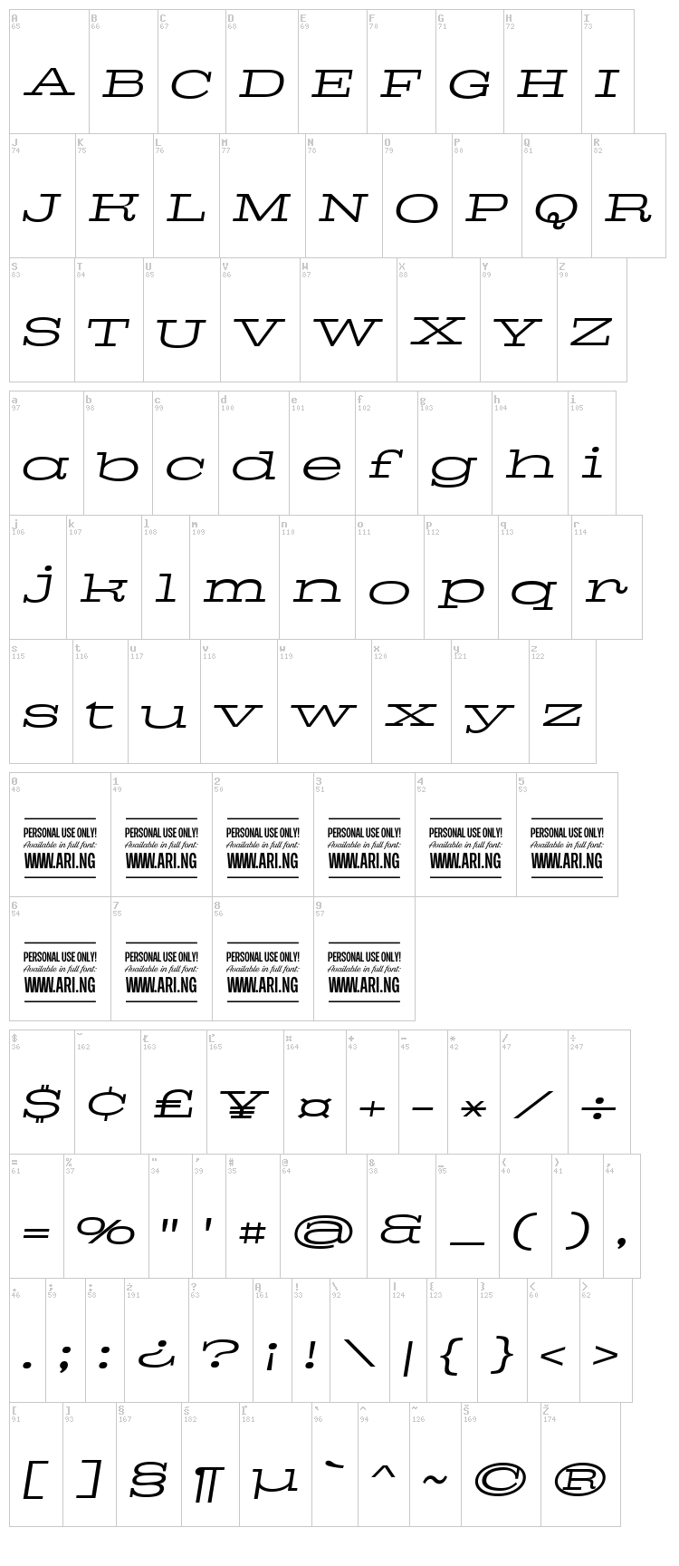 Pigeon font map