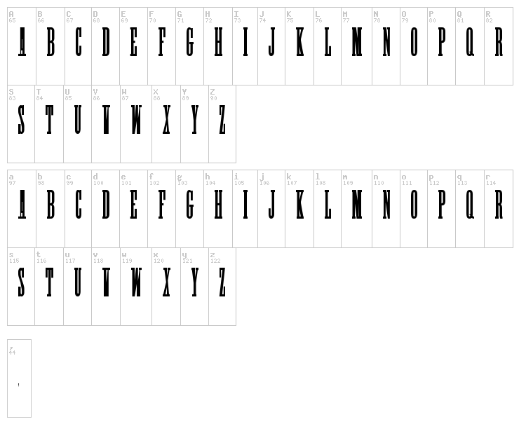 Poster Slab font map