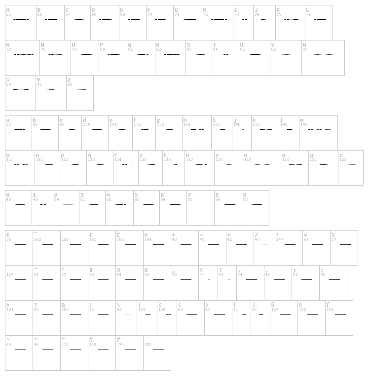 Springsteel Serif font map