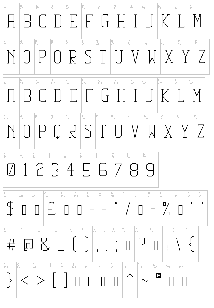 Squib font map