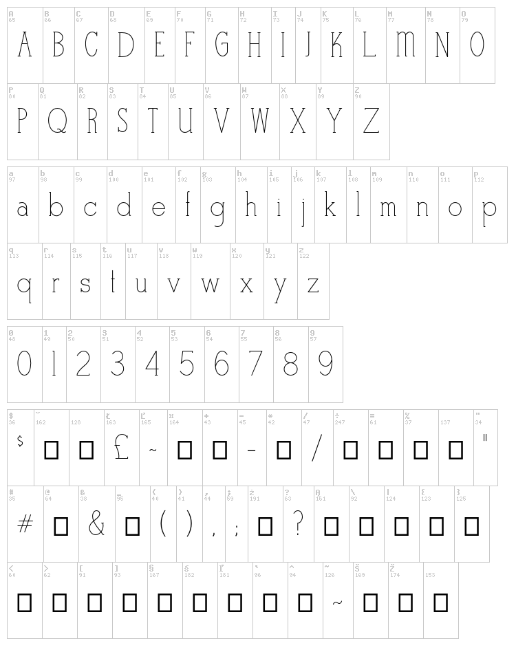 Stymie Stylus font map