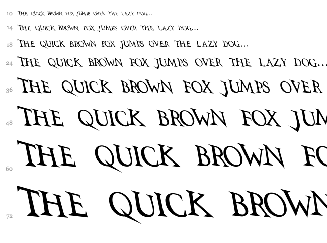 VTC Switchblade Romance font waterfall