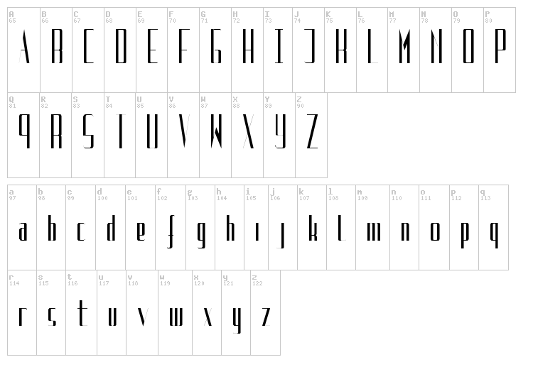 Uptight font map