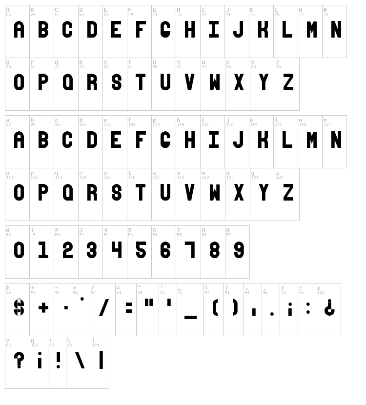 Absender font map