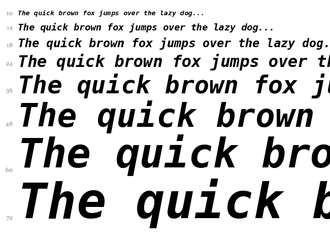 Bitstream Vera Sans Mono font waterfall