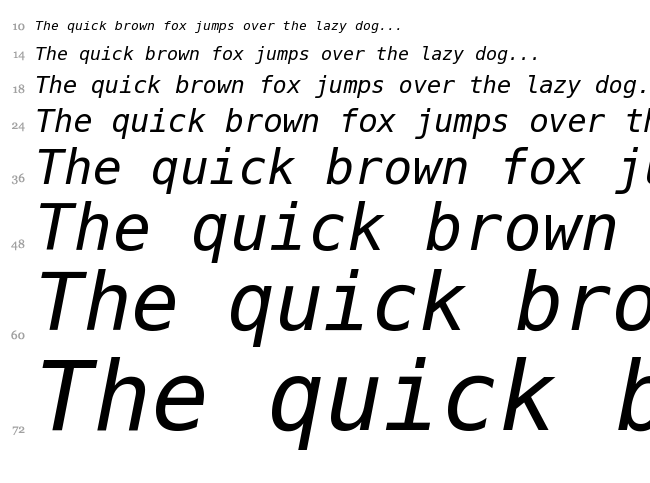 Bitstream Vera Sans Mono font waterfall