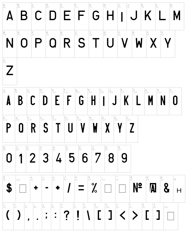 HUN-din 1451 font map