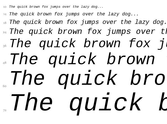 Liberation Mono font waterfall
