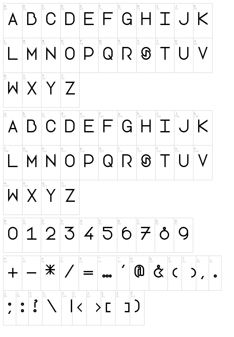 Lotte Paperfang font map