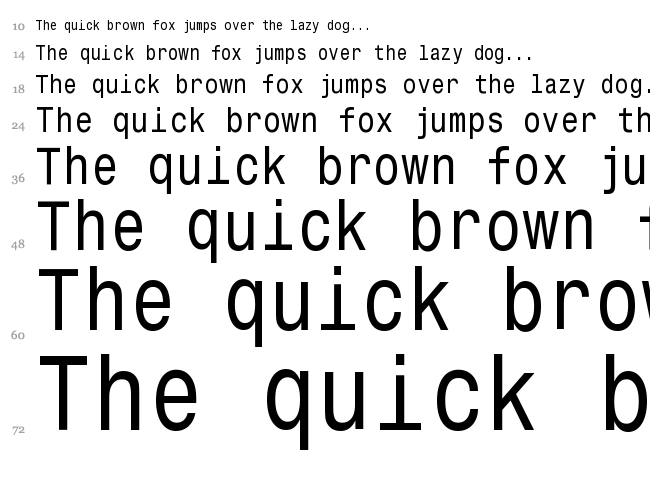 Monospace Typewriter font waterfall