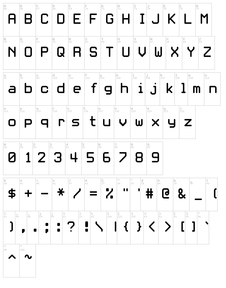 White Rabbit font map