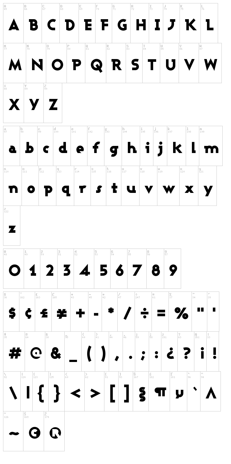 Ashby font map