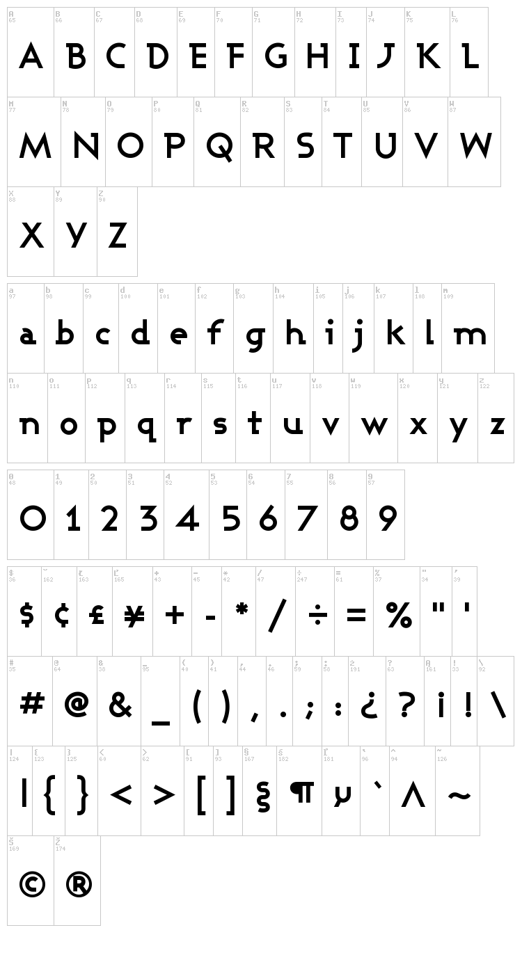Ashby font map