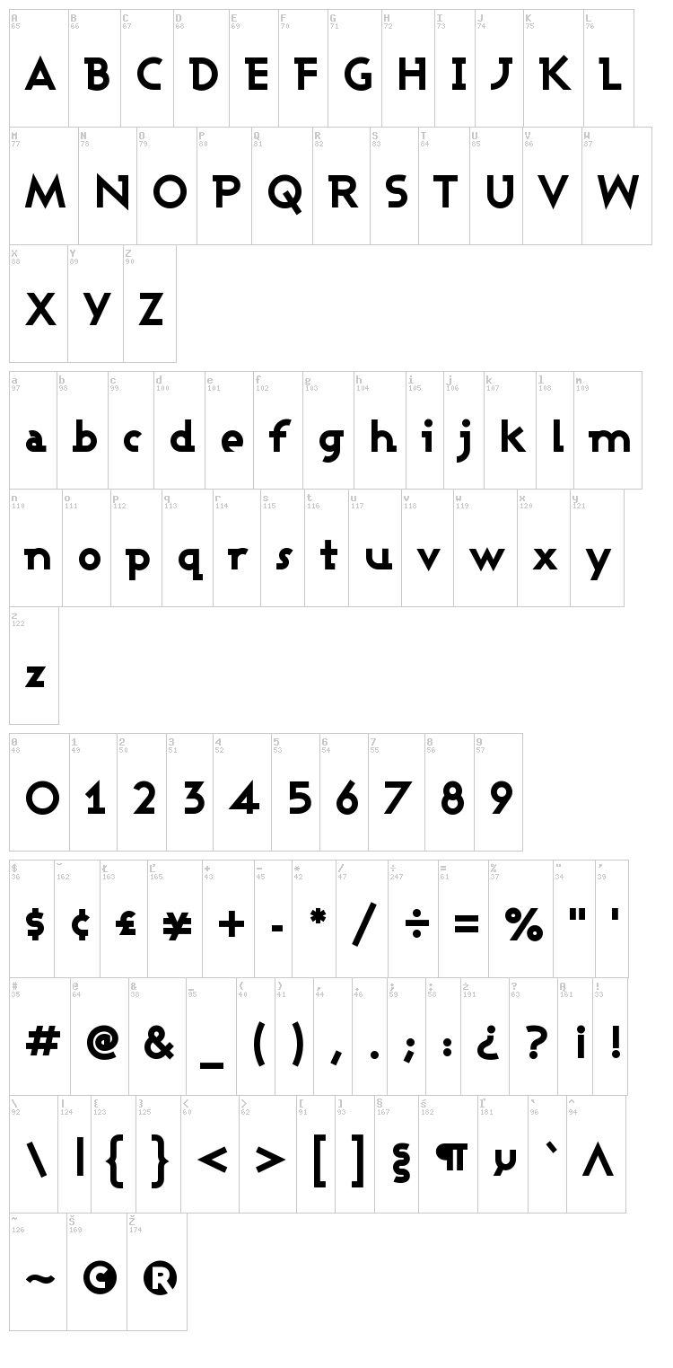 Ashby font map