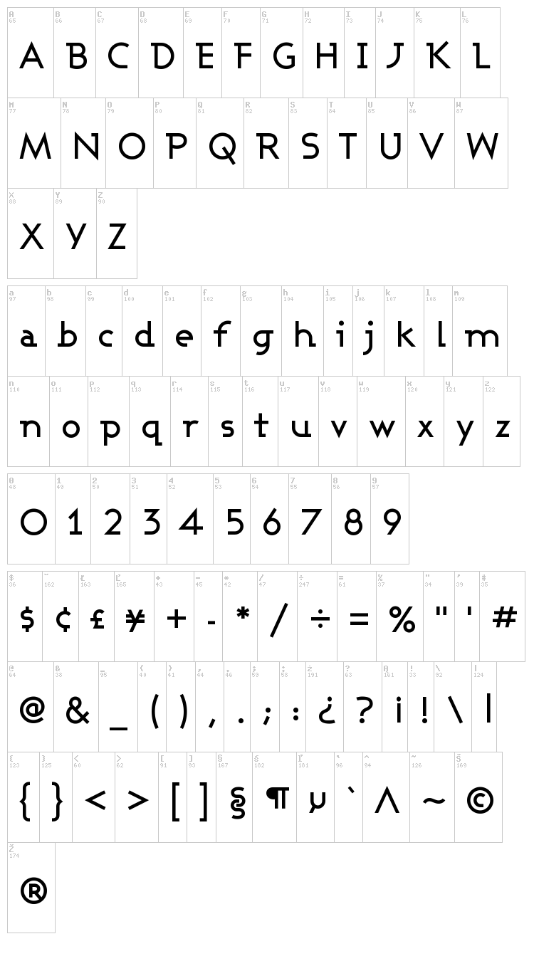 Ashby font map