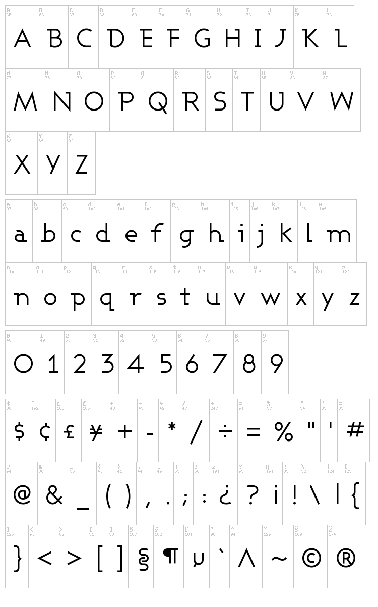 Ashby font map