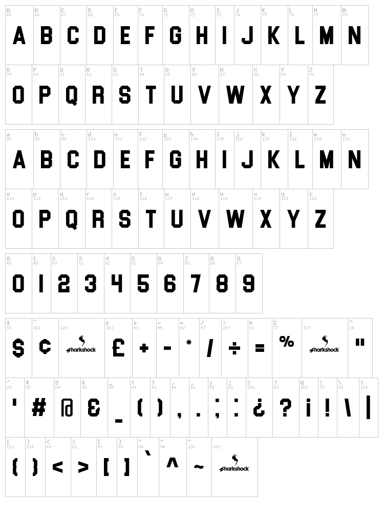 Blockletter font map