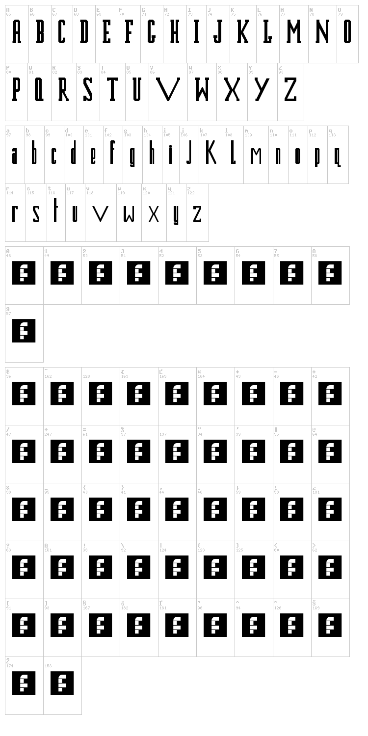 Blues MK2 font map