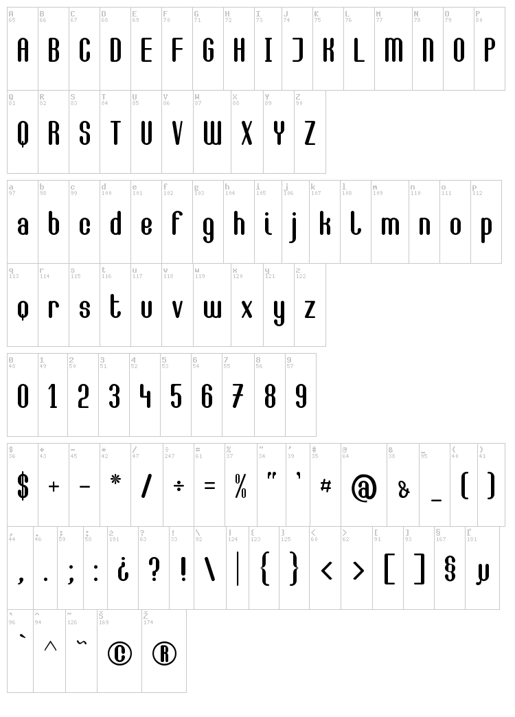 Camilla font map