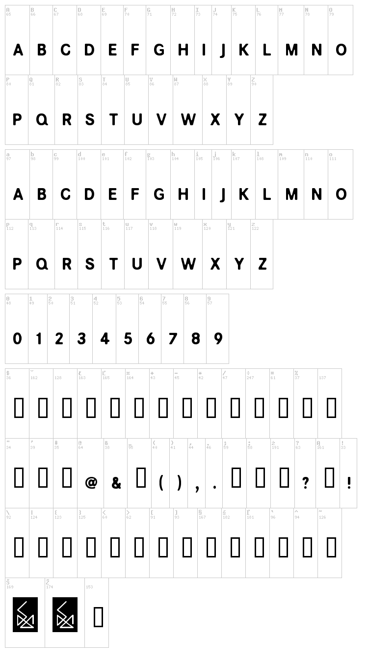 Cheese Pizza font map