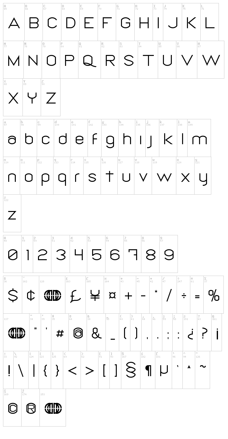 Diamante font map