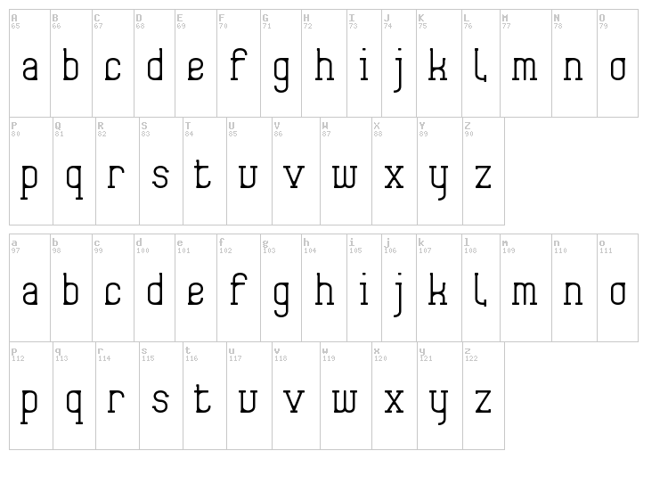 Frida01 font map