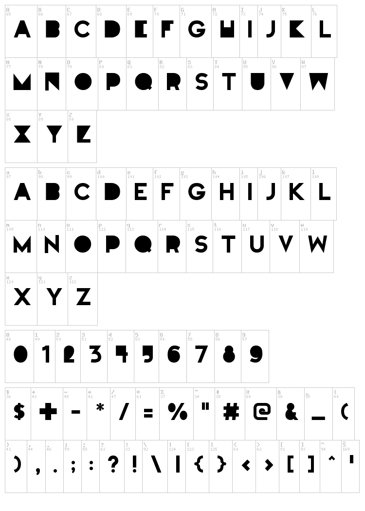Full Moon On Mars font map
