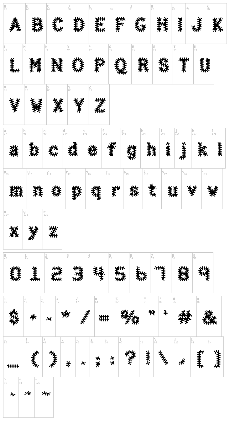 Halter font map