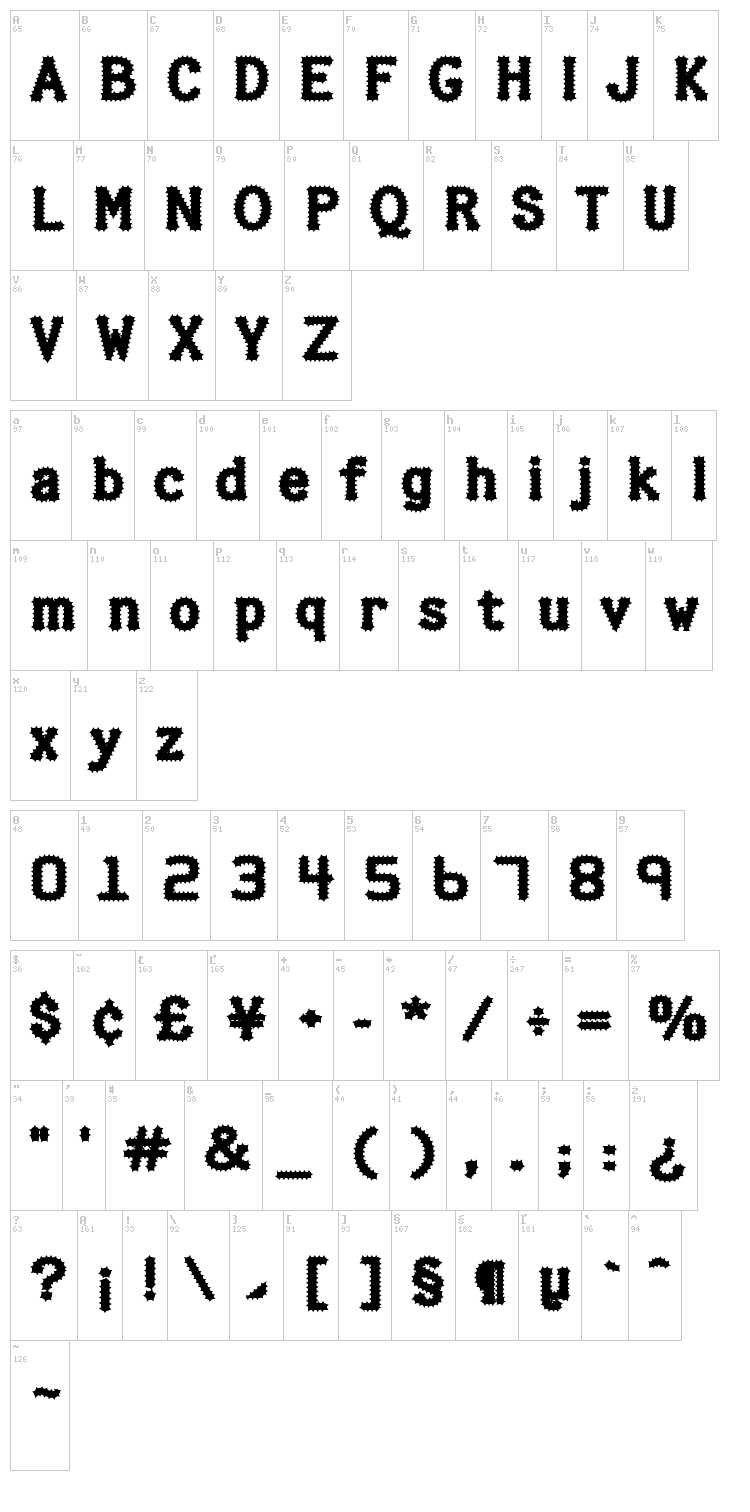 Halter font map