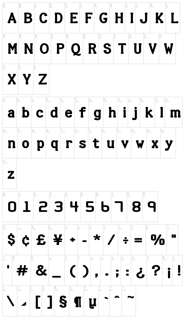 Halter font map