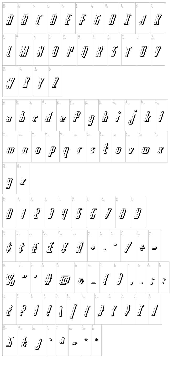 Hydro Squad font map