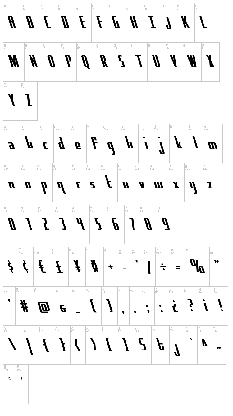 Hydro Squad font map