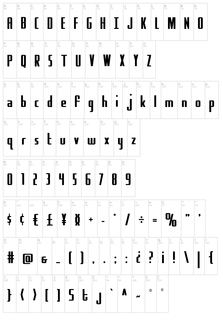 Hydro Squad font map