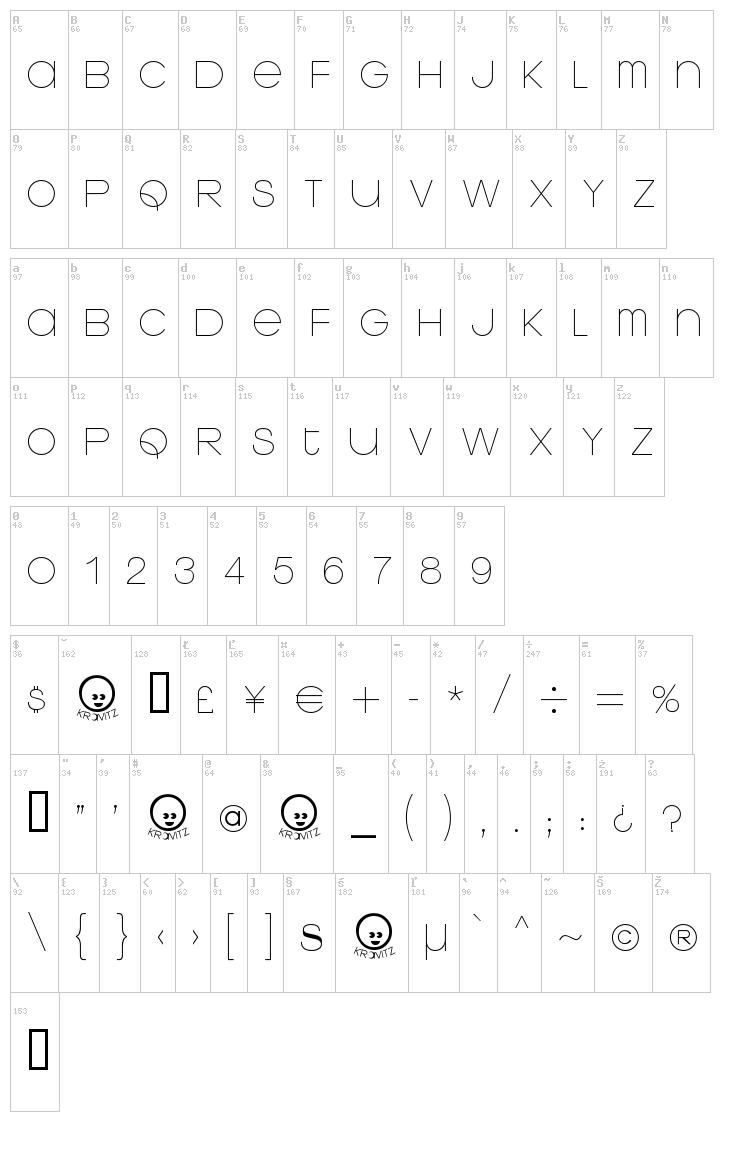 Kravitz Thermal font map