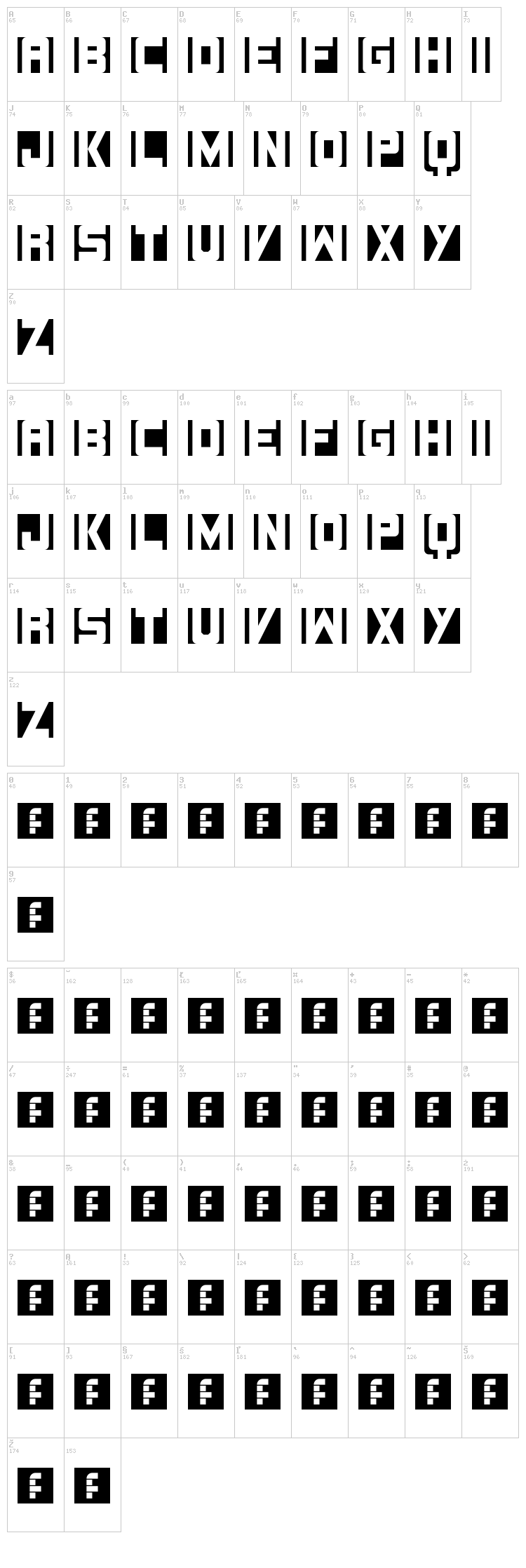 Lines font map